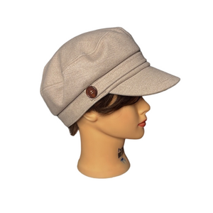 Accsa Women’s Hat One Size Adjustable Snaps Tan Button Accents